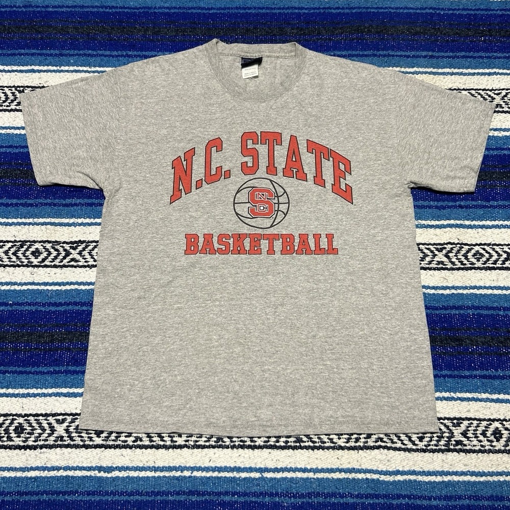 Vintage NC State Wolfpack Basketball T Shirt Mens Large A/S Sports NCAA Gray